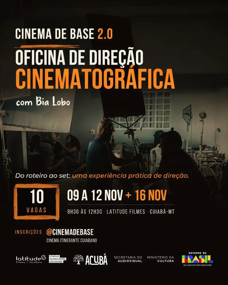 Cinema de Base 2.0 abre inscrições para oficina de direção cinematográfica em Cuiabá