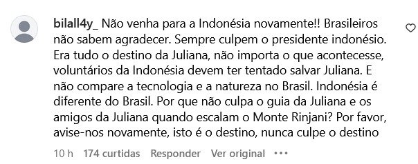 5c1932ac-0543-4a15-a9c2-e28c30ad6385 Caso Juliana: redes sociais viram palco de disputa entre Brasil e Indonésia; veja prints