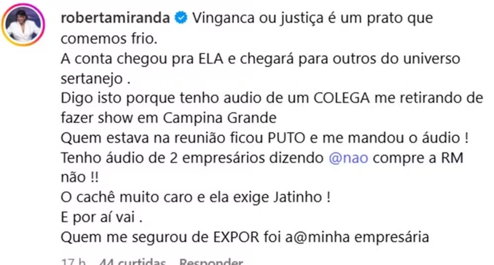 image-90 Roberta Miranda quebra o silêncio e lança críticas à mãe de Marília Mendonça: “A conta chega”