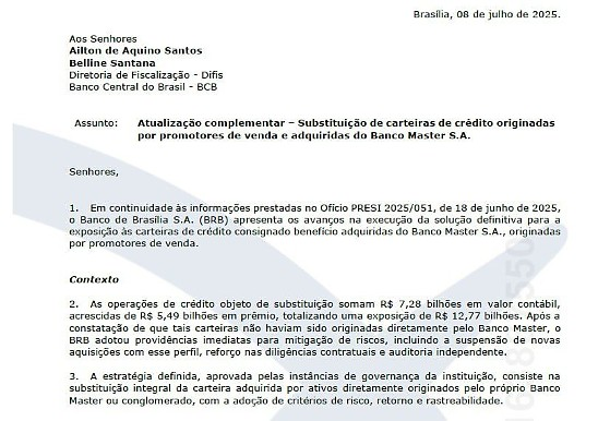 image-279 Caso Vorcaro: papel oficial ignorado aponta risco já solucionado antes da ação; VEJA DOCUMENTO